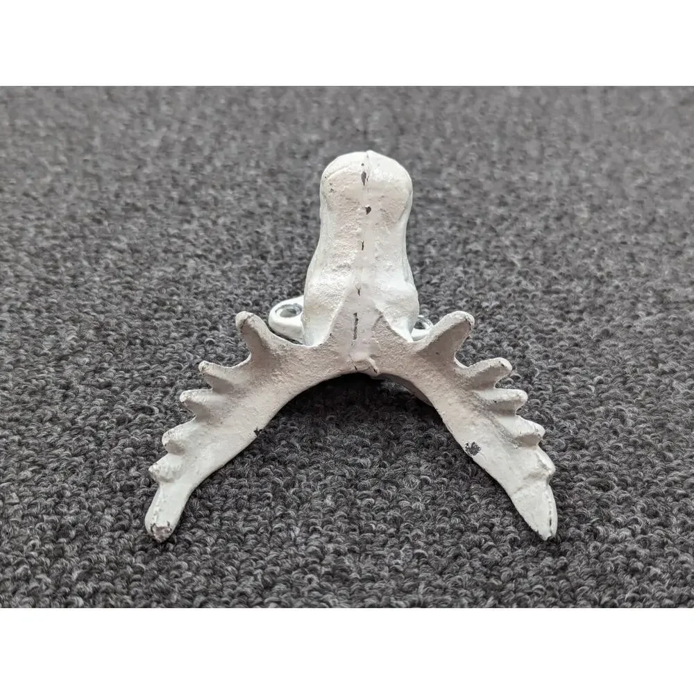 Cast Iron Set of 2 White Deer Moose Elk Antler Wall Coat Hooks 7